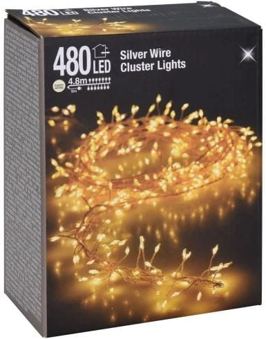 Przejdź do produktu Lampki choinkowe 480 led biały ciepły cluster ryż srebrny drucik 318678
