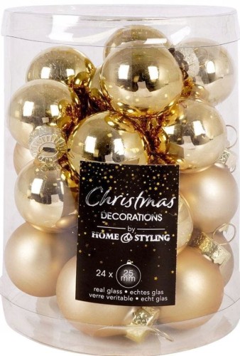 Przejdź do produktu Bombki choinkowe świąteczne złote szklane 24szt 2,5cm 910050