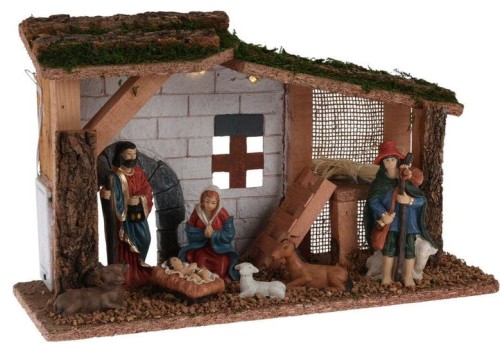 Przejdź do produktu Szopka bożonarodzeniowa led z figurkami 30 cm 225106