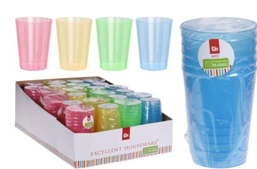Przejdź do produktu Zestaw kubków plastikowych 6 szt 280 ml 587689