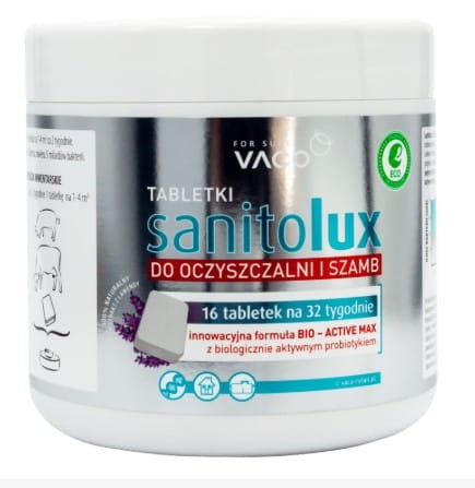 Przejdź do produktu VACO ECO Sanitolux - Bioaktywator do oczyszczalni i szamb 16 tabletek