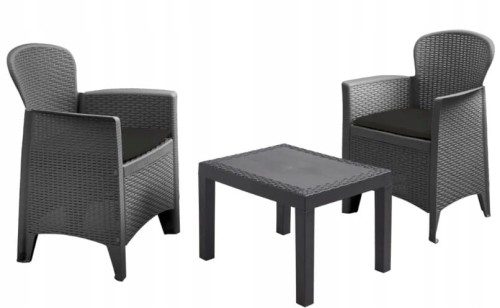 Przejdź do produktu Meble ogrodowe czarne rattanowe 3szt 591042