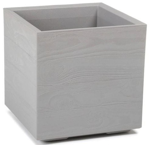 Przejdź do produktu Kwietnik z tworzywa donica Karo Eco Wood kolor szara deska 40cm Lamela 884