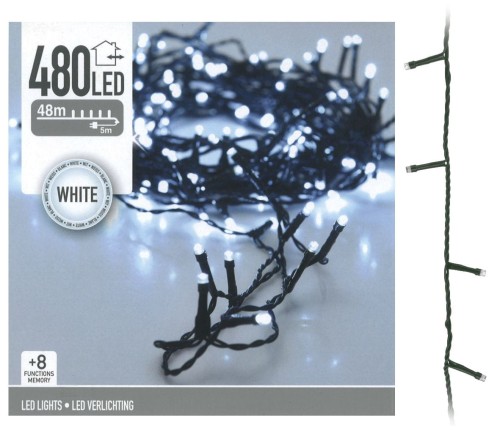Przejdź do produktu Lampki choinkowe led biały zimny 480 8 funkcji 48m 813524