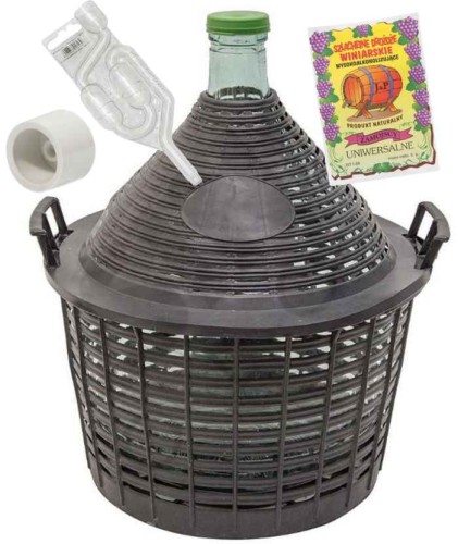 Przejdź do produktu Balon do wina 20L gąsior w koszu plastikowym + rurka fermentacyjna drożdże