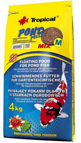 Przejdź do produktu Pływający pokarm dla ryb w stawie granulat Tropical Pond Pellet 50 l 4 kg