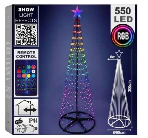 Przejdź do produktu Choinka świecąca dekoracyjna 550 LED RGB 300 cm
