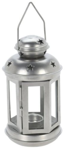 Przejdź do produktu Latarnia metalowa lampion na tealight srebrna  20 cm 625562