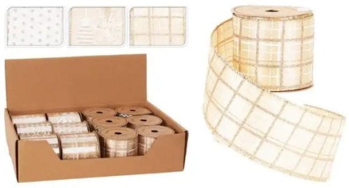 Przejdź do produktu Wstążka świąteczna do dekoracji pakowania prezentów złota 6,3 x 270 cm 679473