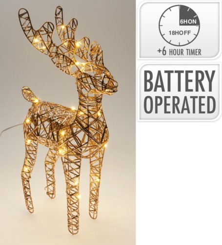 Przejdź do produktu Renifer LED 25 lampek szampański dekoracja świąteczna figurka 34cm 680721