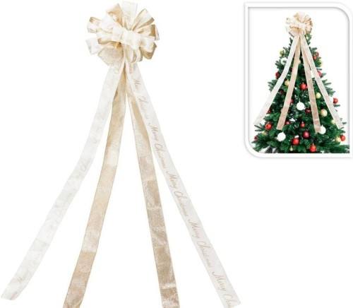 Przejdź do produktu Kokarda czub szpic na choinkę 33cm wstążka 130cm szampańska 679862