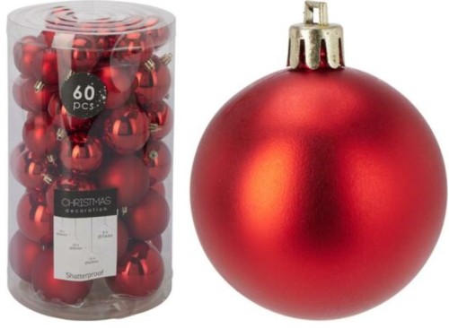 Przejdź do produktu Bombki plastikowe czerwone 4cm 5cm 6cm 7cm zestaw 60 szt. 697200