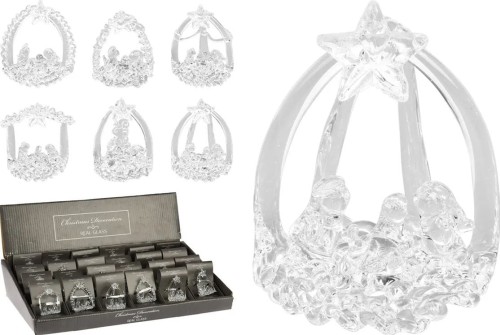 Przejdź do produktu Szopka szklana do stroika na choinkę 6x7,5cm 900150 