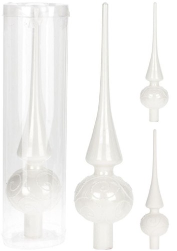 Przejdź do produktu Czub na choinkę szklany 25cm biały 911026