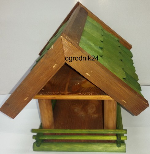 Przejdź do produktu Karmnik 215 drewniany domek 27cm dla ptaków pyzy pokarm
