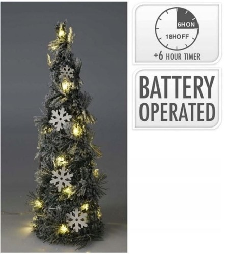 Przejdź do produktu Choinka stożek LED ośnieżona 40cm na baterie 067195