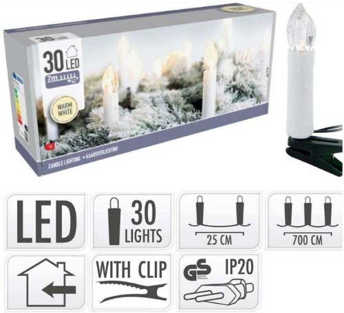 Przejdź do produktu Lampki choinkowe świeczki 30 led biały ciepły 518409