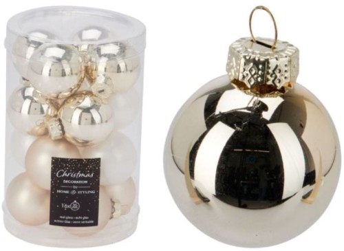 Przejdź do produktu Bombki szklane złote szampańskie zestaw 16szt 3,5cm 533867