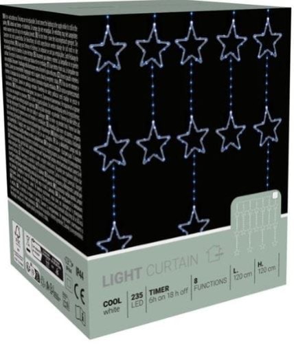 Przejdź do produktu Kurtyna na okno gwiazdki płatki śniegu LED 235 120x120 białe 582469