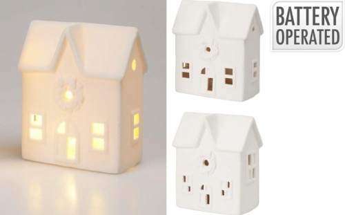 Przejdź do produktu Domek ceramiczny biały z podświetleniem  LED 10cm 629461