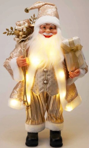 Przejdź do produktu Figurka święty Mikołaj stojący złoty 60 cm z podświetleniem LED 643658