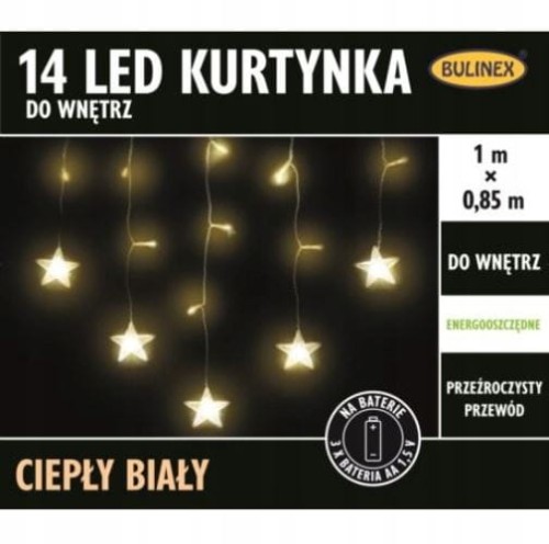 Przejdź do produktu Kurtyna led na baterie 14 LED ciepła biała 1m 10-608