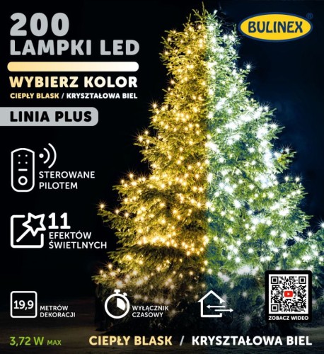 Przejdź do produktu Lampki LED 200L pilot wybierz kolor ciepły biały/zimny gniazdo 20m 13-302