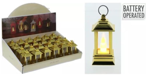 Przejdź do produktu Latarnia złota LED biały ciepły 9 cm 515719