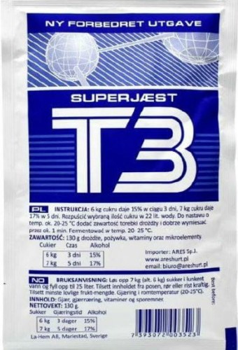 Przejdź do produktu Drożdże gorzelnicze Strands T3 SUPER 130 g na 7 kg cukru