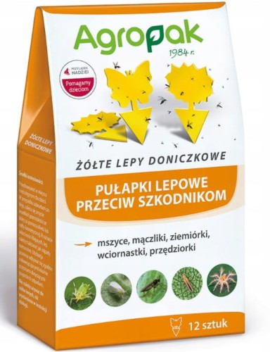 Przejdź do produktu Lep do doniczek żółty na ziemiórki muszki mączliki 12szt Agropak