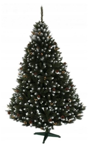 Przejdź do produktu CHOINKA SZTUCZNA SZRONIONA ŚWIERK Z ZŁOTĄ JARZĘBINĄ GĘSTA + stojak 220cm