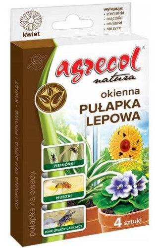 Przejdź do produktu Okienna pułapka lepowa na ziemiórki muszki Kwiat 4szt AGRECOL