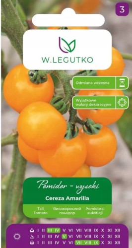 Przejdź do produktu Pomidor wysoki żółty koktajlowy słodki Cereza Amarilla 0,2g nasiona Legutko