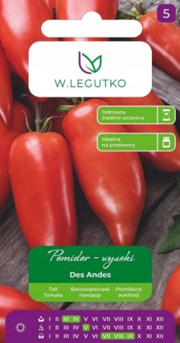 Przejdź do produktu Pomidor podłużny mięsisty na przetwory Des Andes 0,3g nasiona Legutko