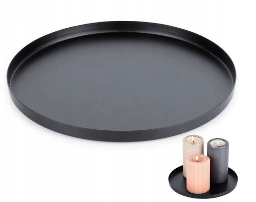 Przejdź do produktu Podstawka metalowa okrągła czarna taca na kompozycje świece 30cm 062169