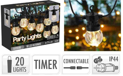 Przejdź do produktu Oświetlenie party 20 LED biały ciepły IP44 330510