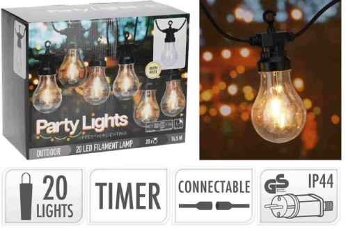 Przejdź do produktu Oświetlenie party 20 LED 14,5 m ciepła biel z możliwością łączenia 331104