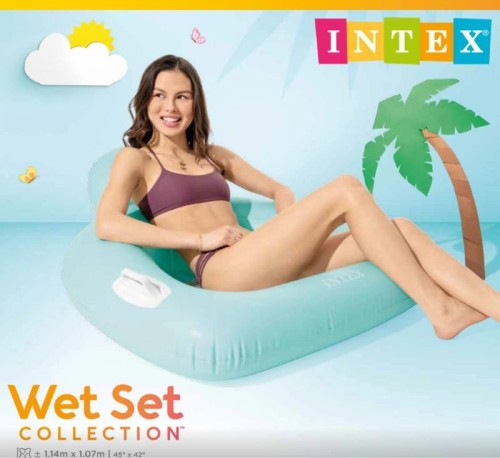 Przejdź do produktu Dmuchany Plażowy Fotel do pływania z oparciem siatką miętowy Intex 56801