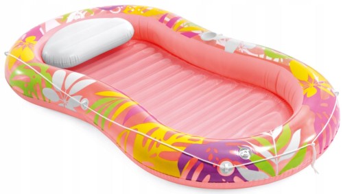 Przejdź do produktu Dmuchany Leżak materac z poduszką do pływania różowy 206x122 cm Intex 57803
