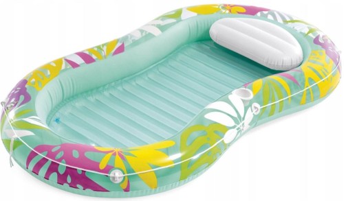 Przejdź do produktu Dmuchany Leżak materac z poduszką do pływania miętowy 206x122 cm Intex 57803