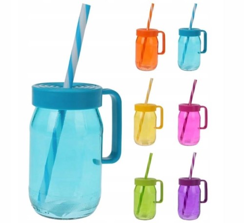 Przejdź do produktu Kubek szkło szklany z zakrętką i słomką 370 ml zestaw 12 szt