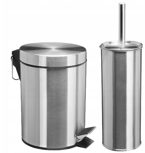 Przejdź do produktu Kosz na śmieci 3L + szczotka do wc stal nierdzewna 5859090
