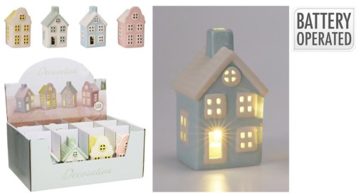 Przejdź do produktu Domek porcelanowy podświetlany LED ceramiczny 11,5 cm 851374