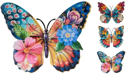 Przejdź do produktu Metalowy Motyl Ścienny 3D Przepiękna Ozdoba na Ścianę Elewację 31x25 cm