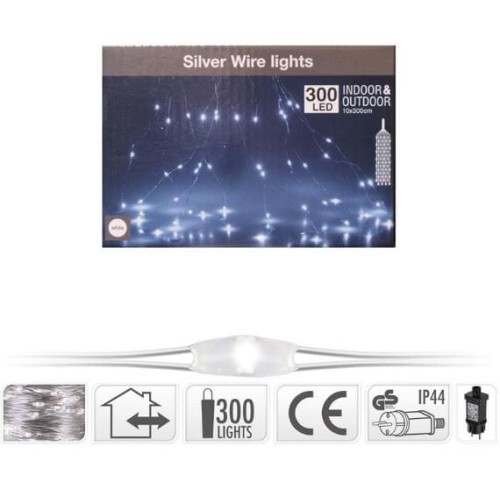 Przejdź do produktu Lampki 300 led biały na druciku 373516 zasilacz