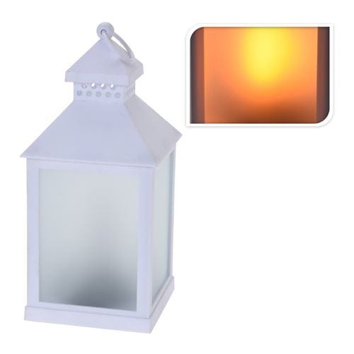 Przejdź do produktu Latarnia z płomieniem biała lampion 23cm 713855
