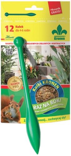 Przejdź do produktu Kulki nawozowe do roślin pokojowych zielonych kwitnących 12SZT KRONEN 