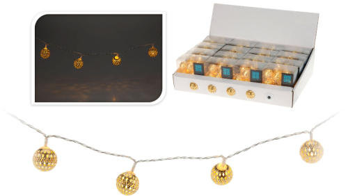 Przejdź do produktu Lampki na baterie 10 LED złote kule 706591