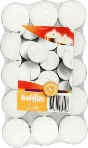 Przejdź do produktu BOLSIUS ŚWIECA PODGRZEWACZ 30SZT TEALIGHT 4H BIAŁY W-WA