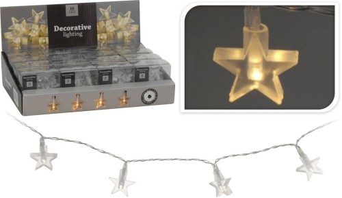 Przejdź do produktu Girlanda gwiazdki 1m 10 LED lampki na baterie białe ciepłe 670137
